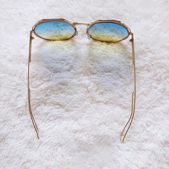 Seraphina Blue & Yellow Geometric Sunglasses - Picture 8 of 11